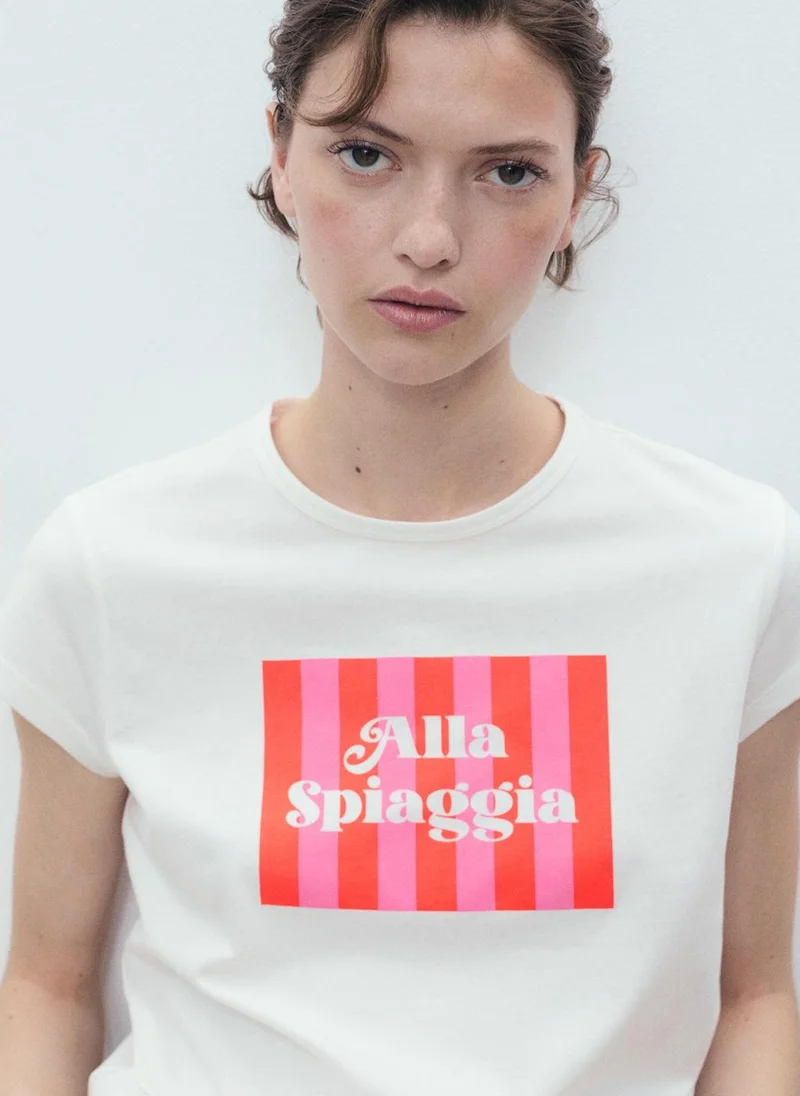 مانجو تيشيرت قطن بأكمام قصيرة